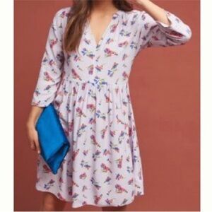 Anthropologie Maeve Juno Lilac Floral Dress size S